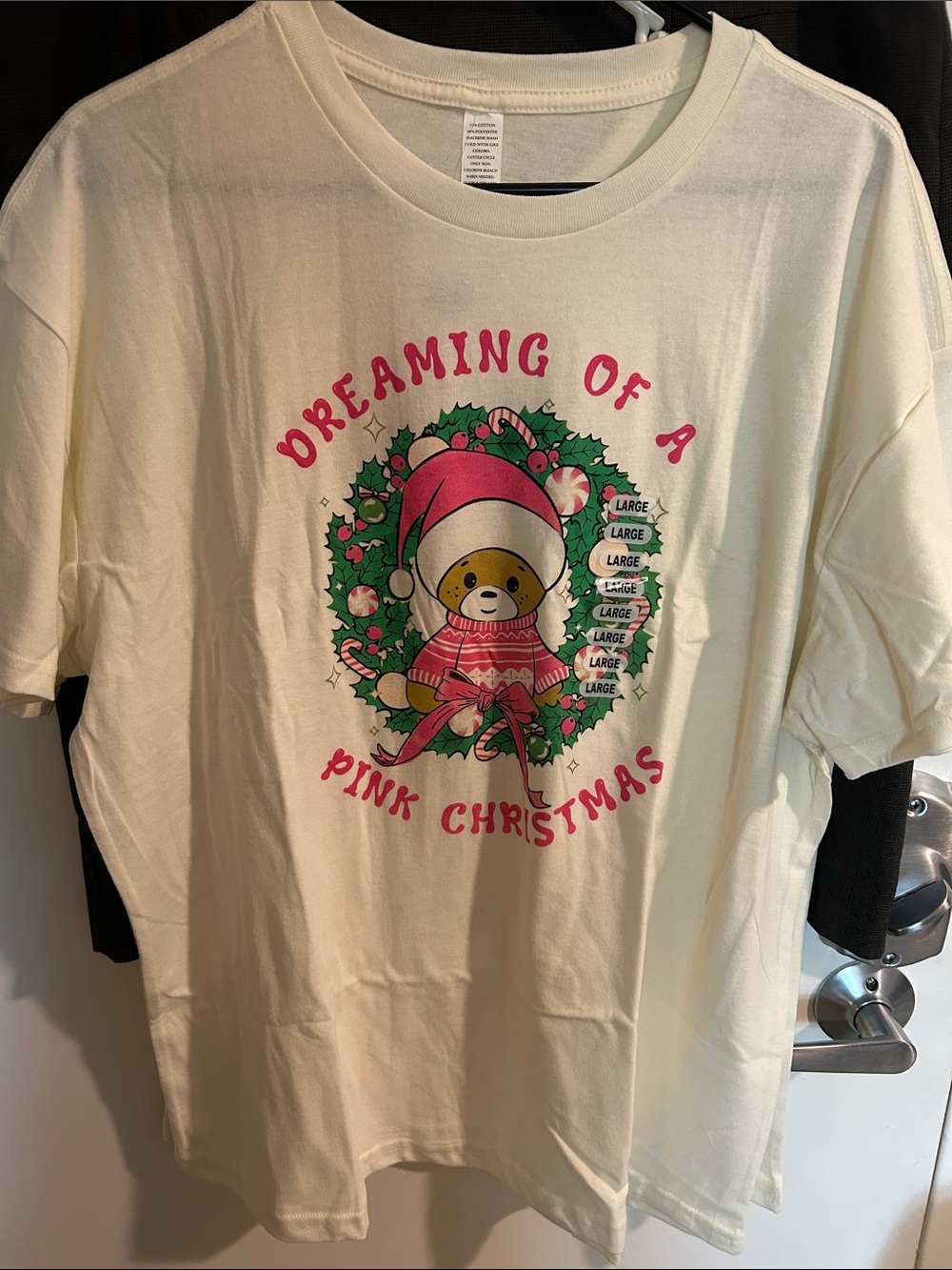 Dreaming of a Pink Christmas Cream Graphic Tee